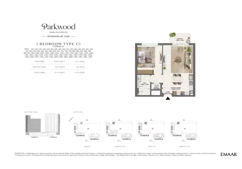 Plattegrond van 1 slaapkamer in Parkwood