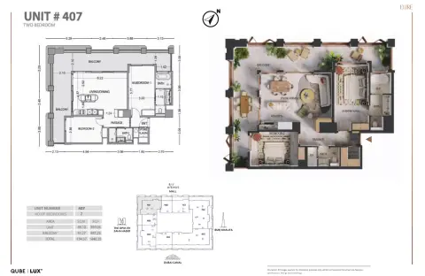 Plattegrond van 2 slaapkamers in Elire