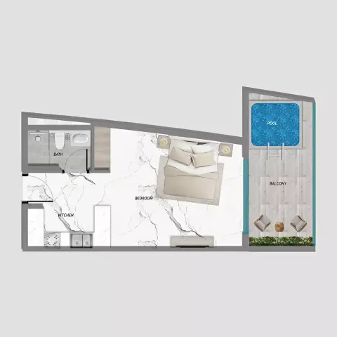 Plattegrond van Studio in Samana Barari Heights