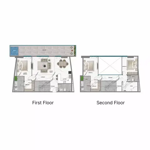 Plattegrond van 3 slaapkamers in Samana Barari Heights
