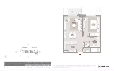 Plattegrond van 1 slaapkamer in City Walk Crestlane 2