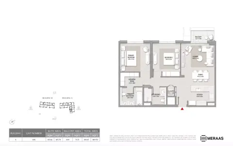 Plattegrond van 2 slaapkamers in City Walk Crestlane 2