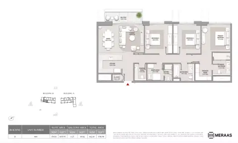Plattegrond van 3 slaapkamers in City Walk Crestlane 2