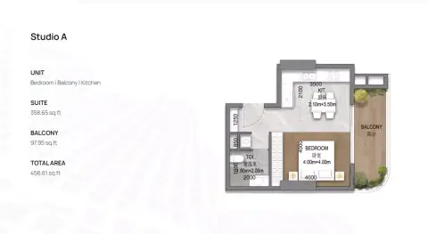 Plattegrond van Studio in Forest City phase 2 By Al Helal Al Zahaby Real Estate