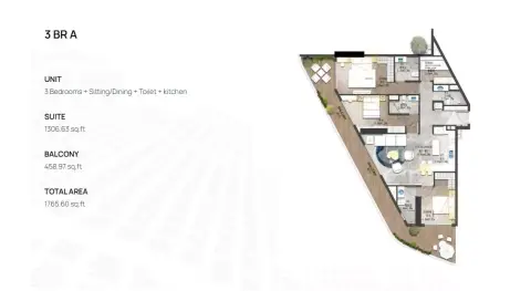 Plattegrond van 3 slaapkamers in Forest City phase 2 By Al Helal Al Zahaby Real Estate