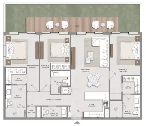 Plattegrond van 3 slaapkamers in Mayfair Vista