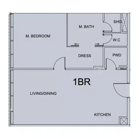Plattegrond van 1 slaapkamer in Cotier House Phase 2 by Imtiaz