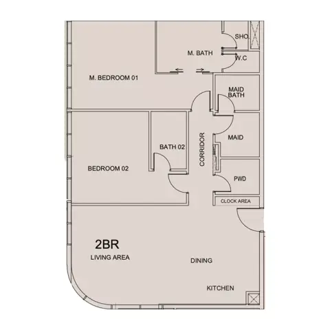 Plattegrond van 2 slaapkamers in Cotier House Phase 2 by Imtiaz