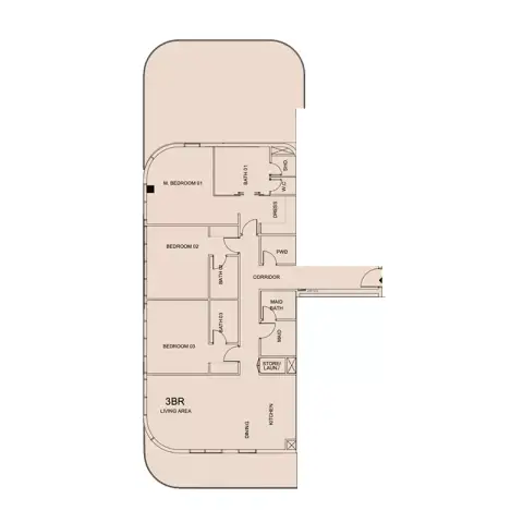 Plattegrond van 3 slaapkamers in Cotier House Phase 2 by Imtiaz