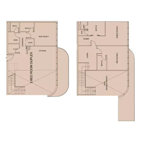 Plattegrond van 3 slaapkamers in Cotier House Phase 2 by Imtiaz