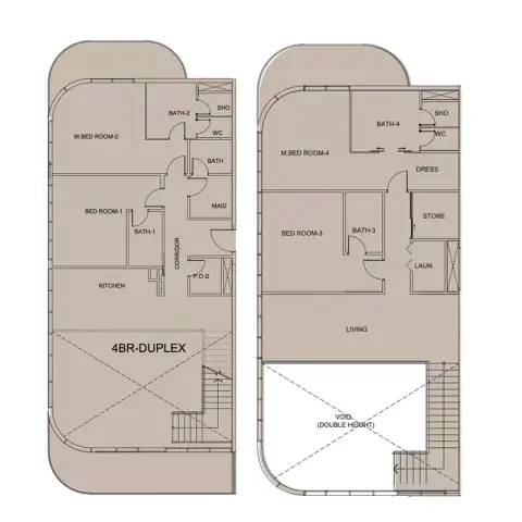 Plattegrond van 4 slaapkamers in Cotier House Phase 2 by Imtiaz