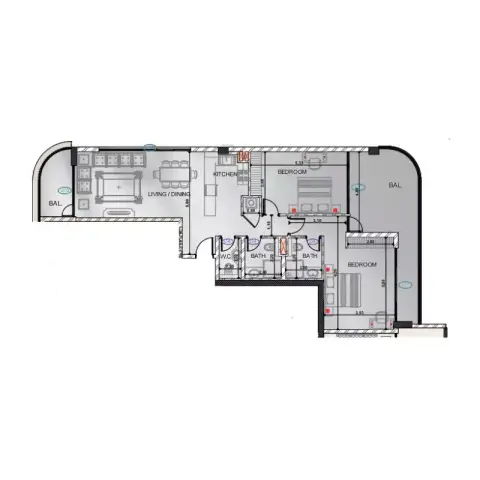 Plattegrond van 2 slaapkamers in Ethan