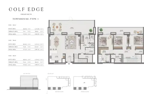 Plattegrond van 3 slaapkamers in Golf Edge