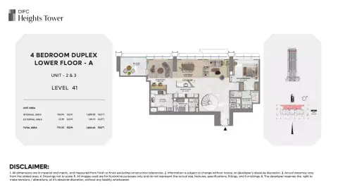 Plattegrond van 4 slaapkamers in DIFC Heights Tower