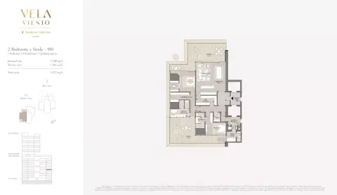 Plattegrond van 3 slaapkamers in Vela Viento