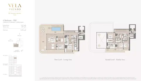 Plattegrond van 4 slaapkamers in Vela Viento