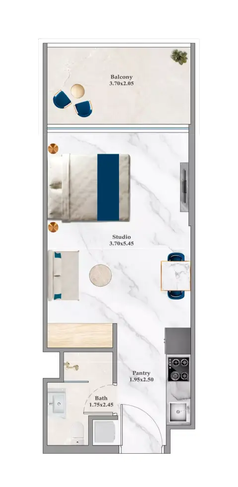 Plattegrond van Studio in Timez By Danube