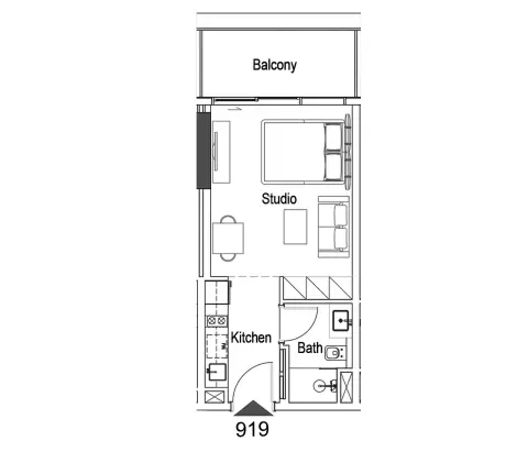 Plattegrond van Studio in 15 Cascade