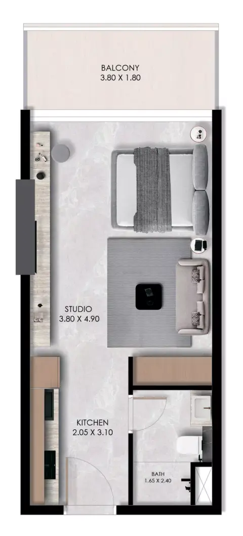 Plattegrond van Studio in Verano By Prescott