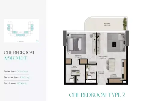 Plattegrond van 1 slaapkamer in Verano By Prescott