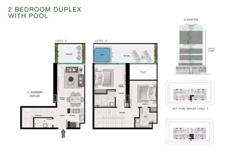 Plattegrond van 2 slaapkamers in Samana Barari Lagoons