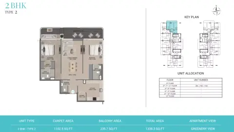 Plattegrond van 2 slaapkamers in Reef 999