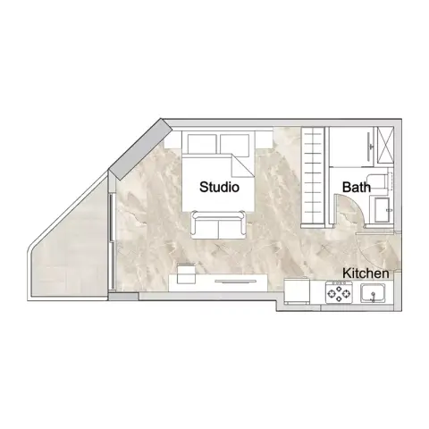 Plattegrond van Studio in Zyra Vista Residence