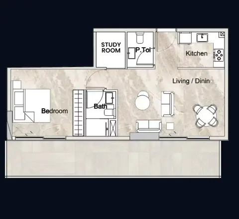Plattegrond van 1 slaapkamer in Zyra Vista Residence