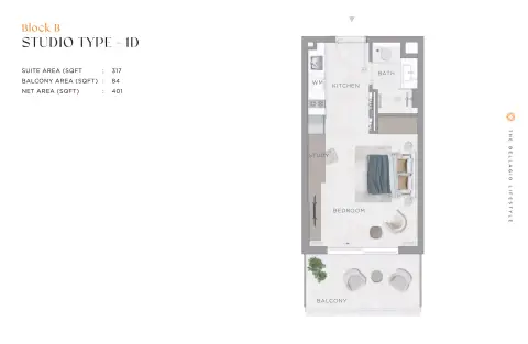 Plattegrond van Studio in Bellagio by Sunrise