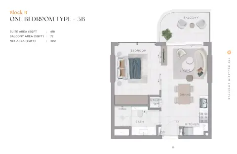 Plattegrond van 1 slaapkamer in Bellagio by Sunrise