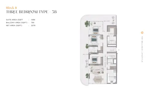 Plattegrond van 3 slaapkamers in Bellagio by Sunrise