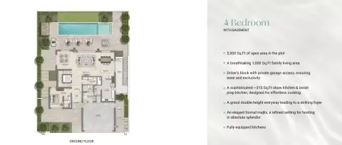 Plattegrond van 4 slaapkamers in Oasis Address Branded Villas