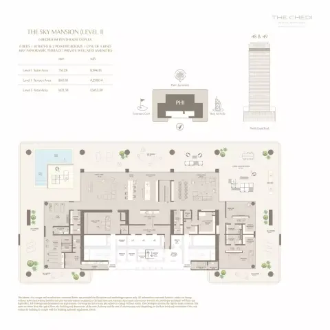 Plattegrond van 6 slaapkamers in The Chedi Private Residences