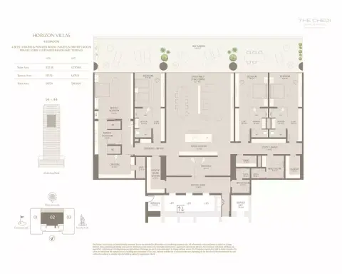 Plattegrond van 4 slaapkamers in The Chedi Private Residences
