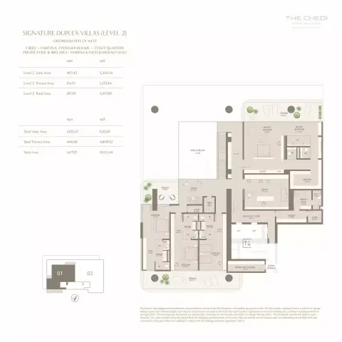 Plattegrond van 5 slaapkamers in The Chedi Private Residences