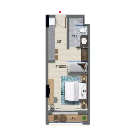 Plattegrond van Studio in Affini Tribute Portfolio Residences