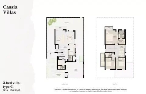 Plattegrond van 3 slaapkamers in Cassia Villas
