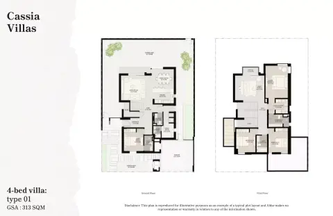 Plattegrond van 4 slaapkamers in Cassia Villas