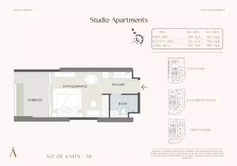 Plattegrond van Studio in Chelsea Gardens