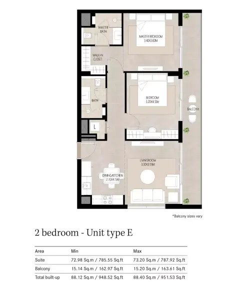 Plattegrond van 2 slaapkamers in Berkshire Park