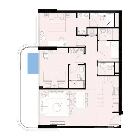 Plattegrond van 2 slaapkamers in Sunset Bay phase 3 By Imtiaz
