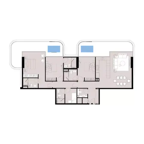 Plattegrond van 3 slaapkamers in Sunset Bay phase 3 By Imtiaz
