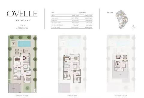 Plattegrond van 4 slaapkamers in Ovelle