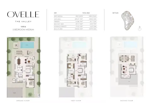 Plattegrond van 5 slaapkamers in Ovelle