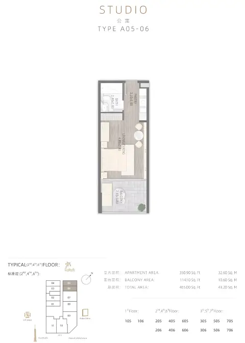 Plattegrond van Studio in Stamn One