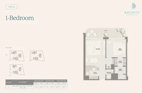 Plattegrond van 1 slaapkamer in Bay Grove Residences Phase 3