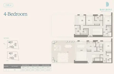 Plattegrond van 4 slaapkamers in Bay Grove Residences Phase 3