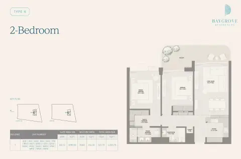 Plattegrond van 2 slaapkamers in Bay Grove Residences Phase 3