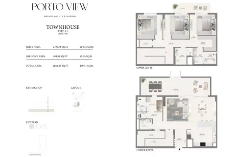 Plattegrond van 3 slaapkamers in Porto View