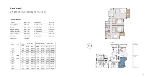 Plattegrond van 3 slaapkamers in Avenue Residence 8